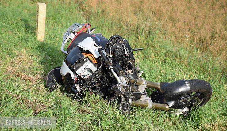 Wypadek z udziałem motocyklisty na drodze krajowej nr 46