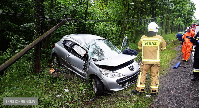 	Peugeot wypadł z drogi na krajowej ósemce między Bardem a Dębowiną