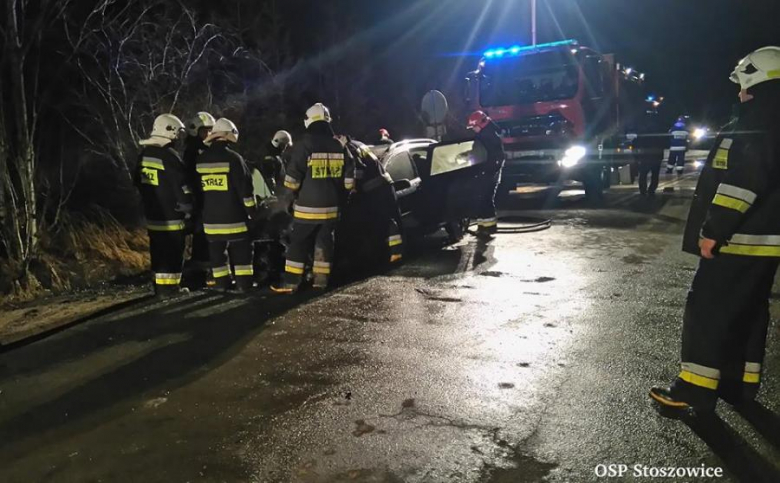 Pożar samochodu osobowego w Budzowie
