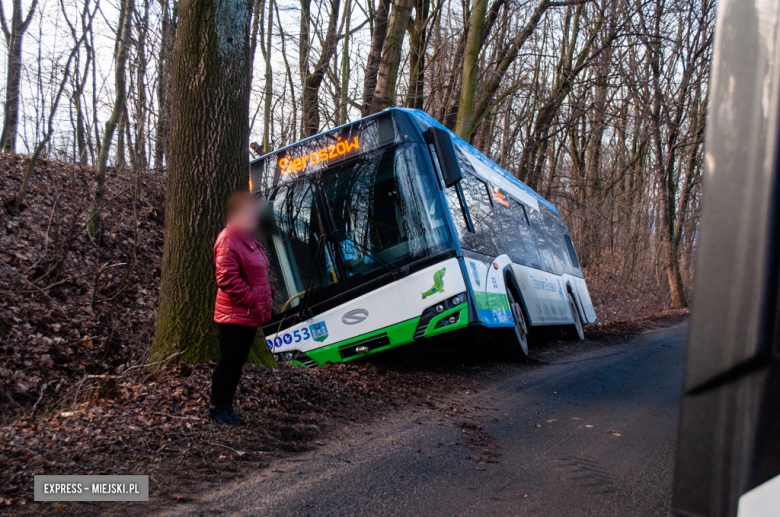 Autobus Ząbkowickiej Komunikacji Publicznej w rowie nieopodal Strąkowej