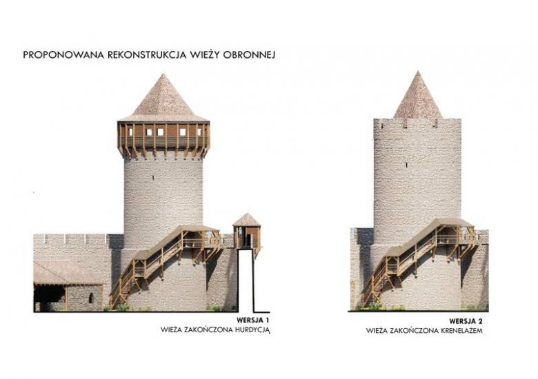Bergfried - koncepcje (rekonstrukcja autorstwa Barbary Całko, Magdaleny Ambroszko i Michała Grzywaczewskiego)