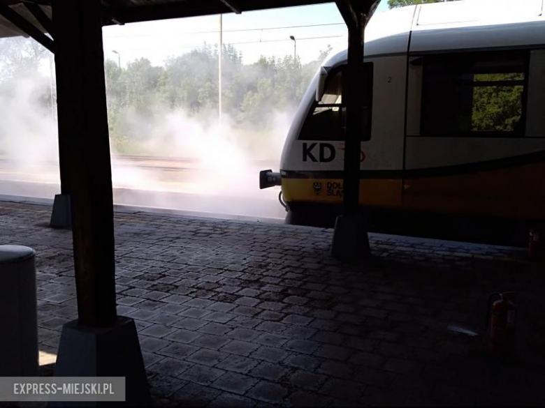 Pożar szynobusu na stacji kolejowej w Ziębicach