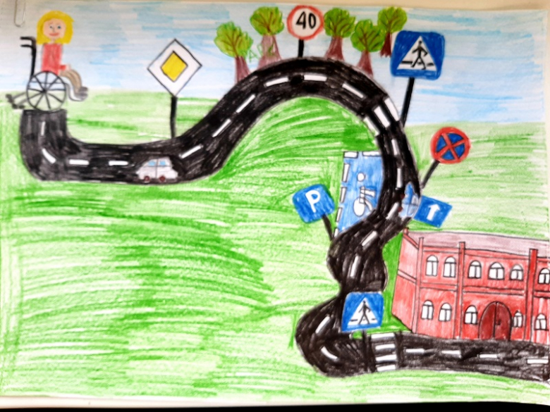 Praca Aleksandry Kurnik w ramach konkursu „Moja Bezpieczna Droga do Szkoły”