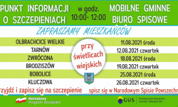 Mobilne gminne biuro spisowe oraz punkt informacji o szczepieniach w sołectwach - terminy sierpniowe