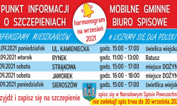 Wrześniowe terminy mobilnego biura spisowego oraz punktu informacji o szczepieniach