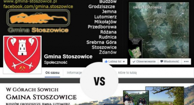 Dwie wizytówki gminy Stoszowice na Facebooku