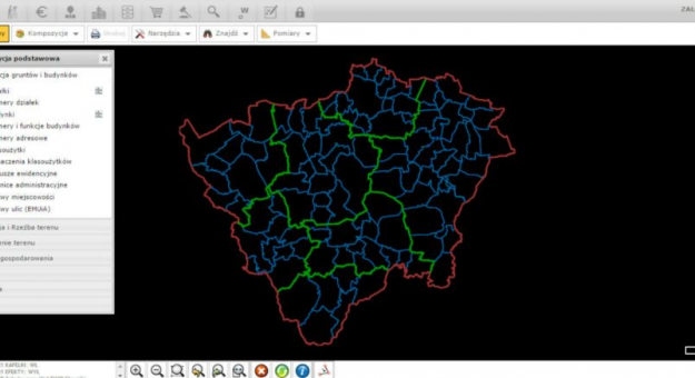 Geoportal pozwala każdemu użytkownikowi na przeglądanie danych graficznych i opisowych z bazy ewidencji gruntów i budynków