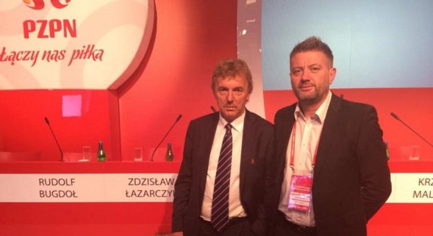 Dariusz Stachurski ze Zbigniewem Bońkiem - prezesem Polskiego Związku Piłki Nożnej
