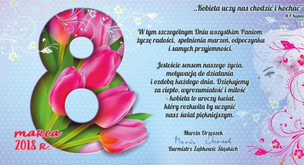 Życzenia z okazji Dnia Kobiet od burmistrza Marcina Orzeszka