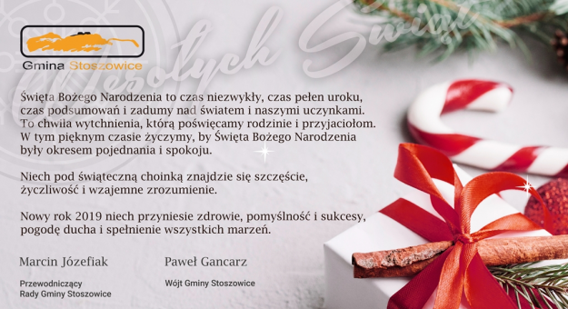 Życzenia z okazji Świąt Bożego Narodzenia od władz gminy Stoszowice