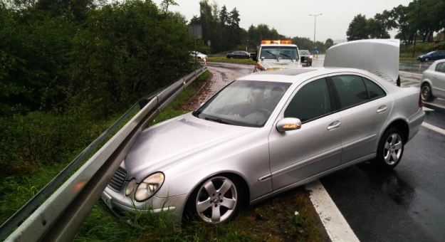 	Samochód osobowy wypadł z drogi w pobliżu skrzyżowania ul. Legnickiej i krajowej ósemki