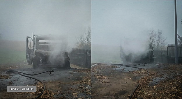Pożar samochodu dostawczego w Kozińcu