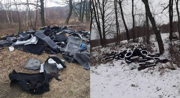 Odpady pozostawione przy drogach transportu rolnego w Laskach i Mąkolnie