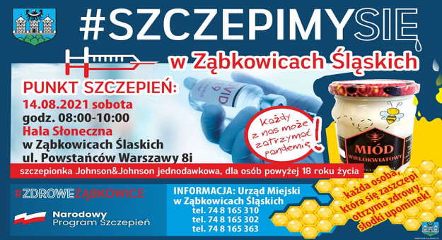 Od 14 sierpnia punkt szczepień będzie znajdował się w hali Słonecznej przy ulicy Powstańców Warszawy 8i w Ząbkowicach Śląskich