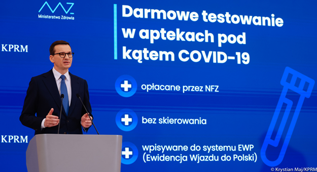 Konferencja premiera Mateusza Morawieckiego i ministra zdrowia Adama Niedzielskiego