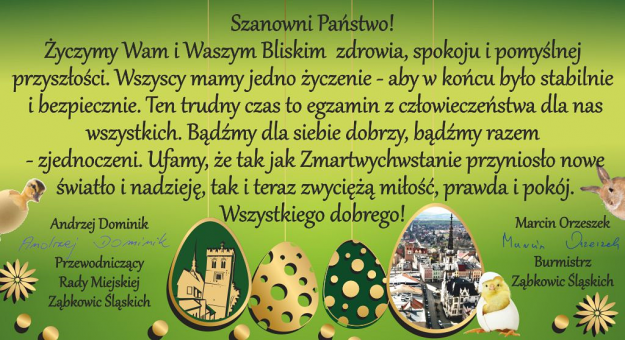 Życzenia Wielkanocne od władz gminy Ząbkowice Śląskie