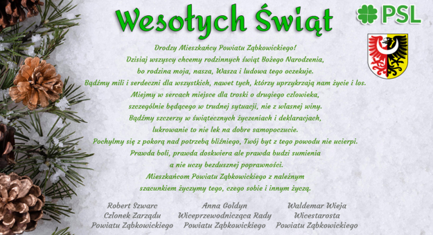 Życzenia składają członkowie Rady i Zarządu Powiatu Ząbkowickiego Polskiego Stronnictwa Ludowego
