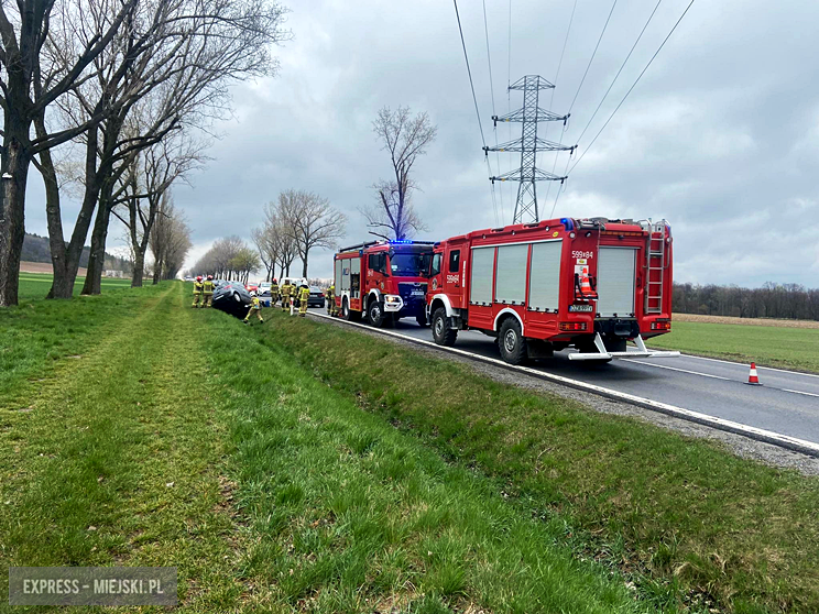 Mitsubishi wypadło z drogi  na drodze krajowej nr 8 między Braszowicami a Bardem 