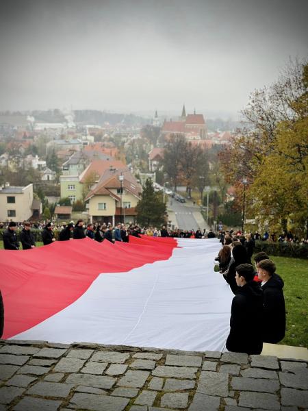 Apel niepodległościowy pod Pomnikiem Orła Piastowskiego w Ziębicach