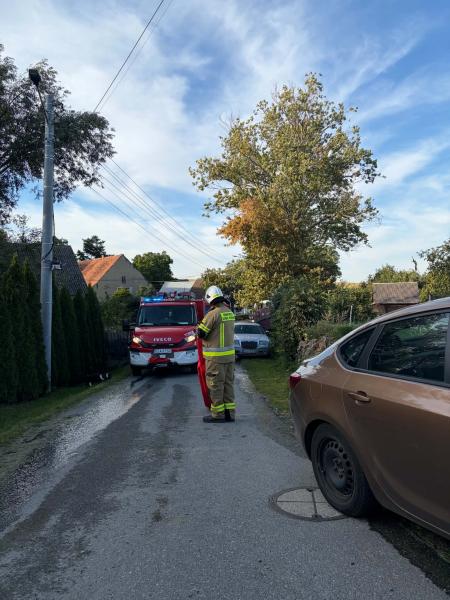 Pożar szopy w Różanej. 55-latka z oparzeniami trafiła do szpitala