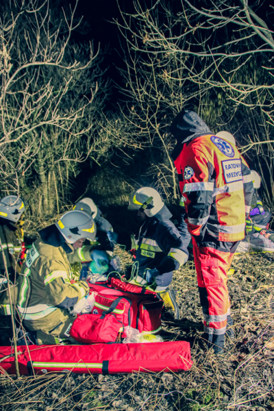 Wypadek podczas wycinki drzew. Kilka osób poszkodowanych [ćwiczenia strażaków]