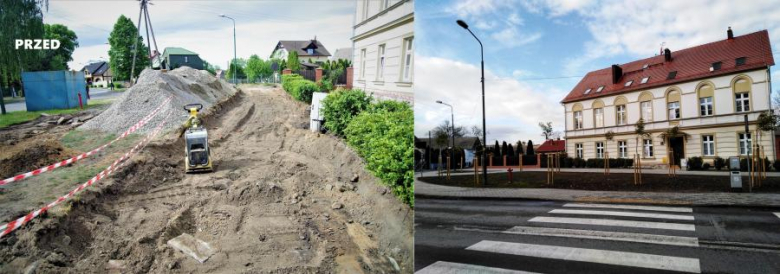 Ulica Wałowa z nowym chodnikiem