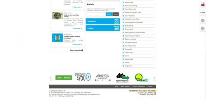 Zrzut ekranu z nowej strony internetowej gminy Ziębice