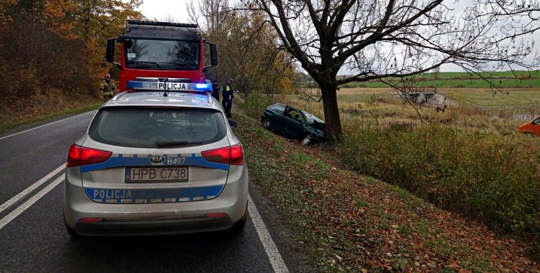 Poważny wypadek przed Ziębicami. 21-latek przetransportowany śmigłowcem do szpitala