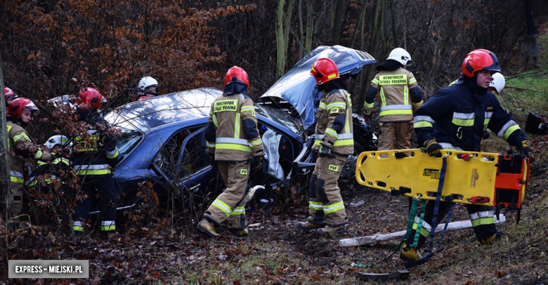 Mercedes wypadł z drogi na krajowej ósemce w Dębowinie