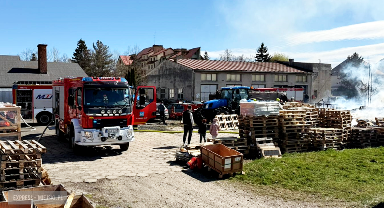 Pożar drewnianych palet przy ul. Waryńskiego. Interweniowało kilka zastępów straży pożarnej