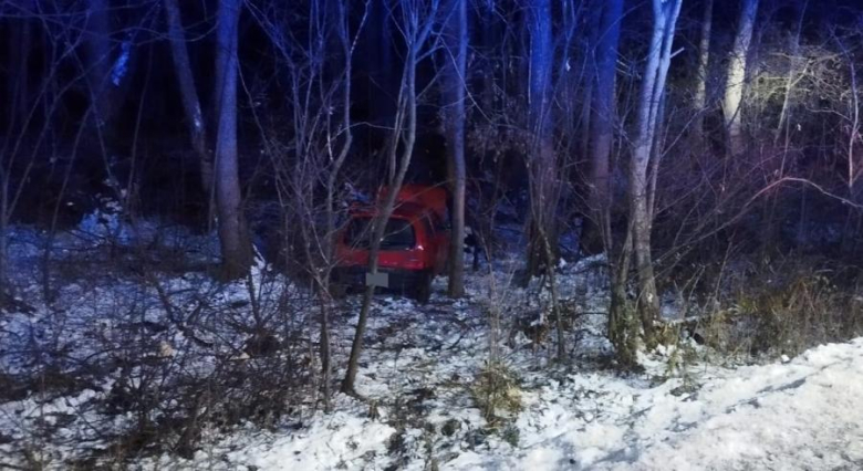 Wpadł w poślizg, zjechał z drogi i uderzył w przydrożne drzewo