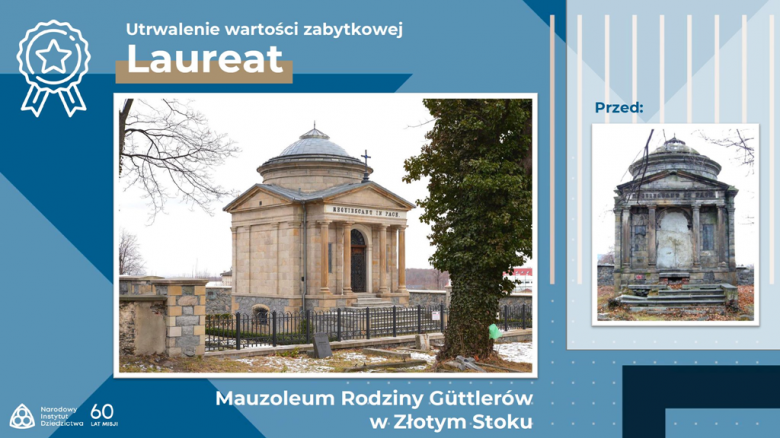 Burmistrz Grażyna Orczyk odebrała nagrodę z rąk Wiceministra Kultury i Dziedzictwa Narodowego Jarosława Sellina i Dyrektor Narodowego Instytutu Dziedzictwa Katarzyny Zalasińskiej