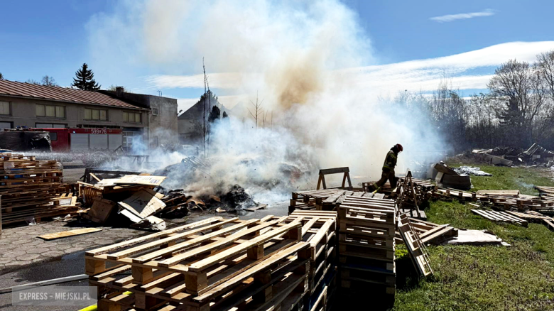 Pożar drewnianych palet przy ul. Waryńskiego. Interweniowało kilka zastępów straży pożarnej