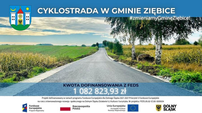 Odcinek Cyklostrady Dolnośląskiej przebiegający przez gminę Ziębice oddany do użytku