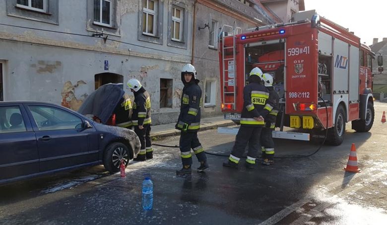 Pożar auta w Złotym Stoku