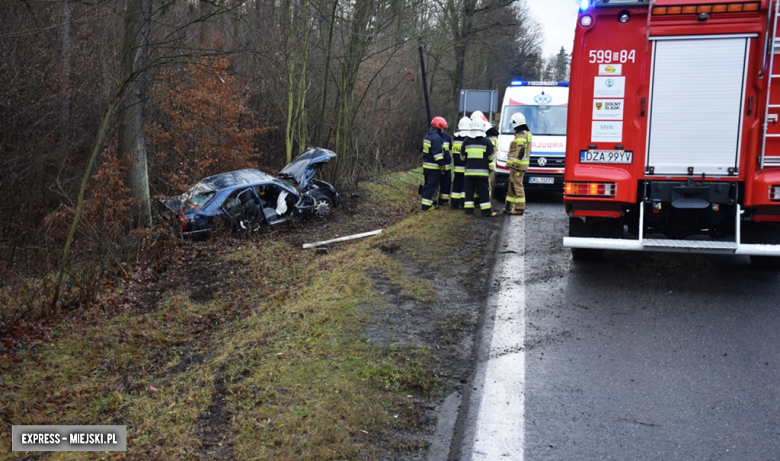 Mercedes wypadł z drogi na krajowej ósemce w Dębowinie