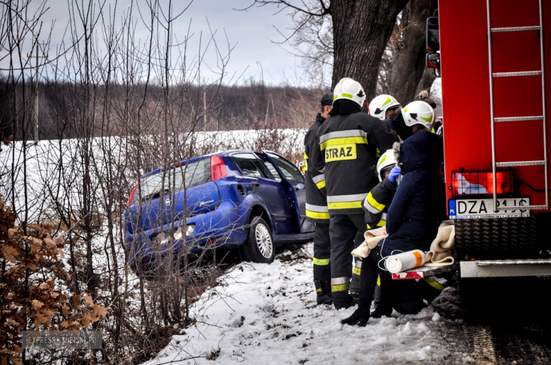 Fiat wypadł z drogi i uderzył w drzewo