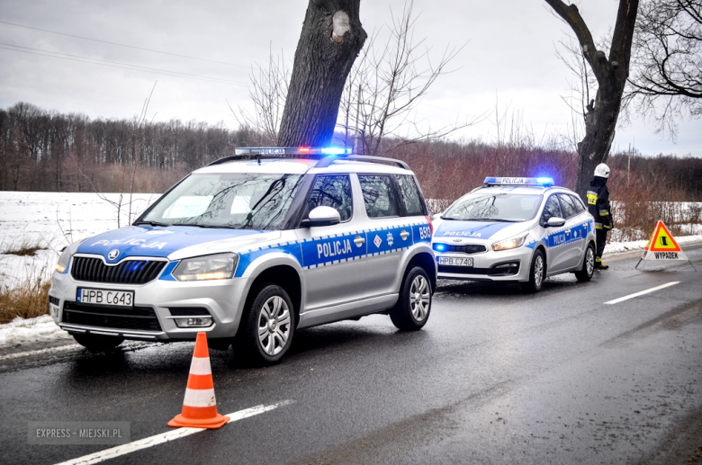 Fiat wypadł z drogi i uderzył w drzewo