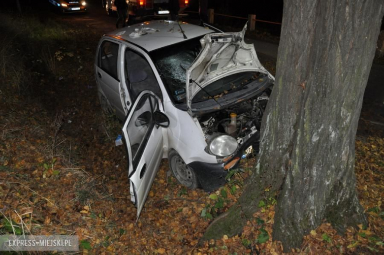 Laski: Zjechał z drogi i uderzył w drzewo