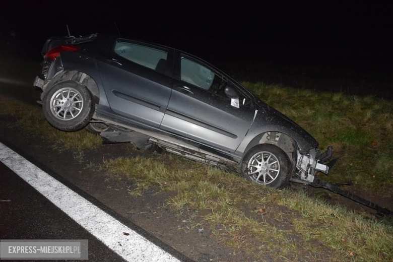 Peugeot wypadł z drogi na krajowej ósemce