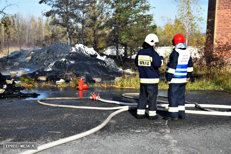 Pożar śmieci i materiałów z tworzywa sztucznego w starym zakładzie tworzyw i farb w Złotym Stoku