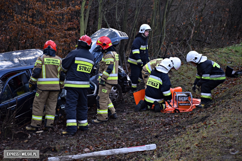 Mercedes wypadł z drogi na krajowej ósemce w Dębowinie