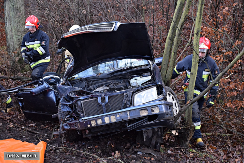 Mercedes wypadł z drogi na krajowej ósemce w Dębowinie