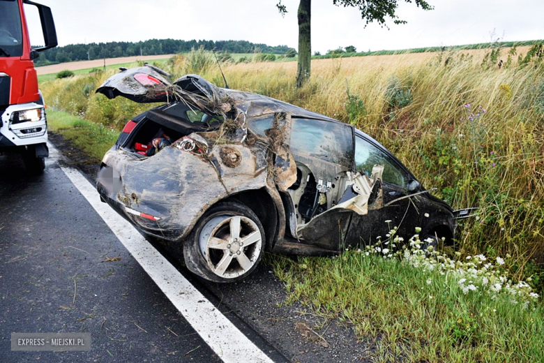 Osobówka wypadła z drogi na krajowej ósemce w Szklarach