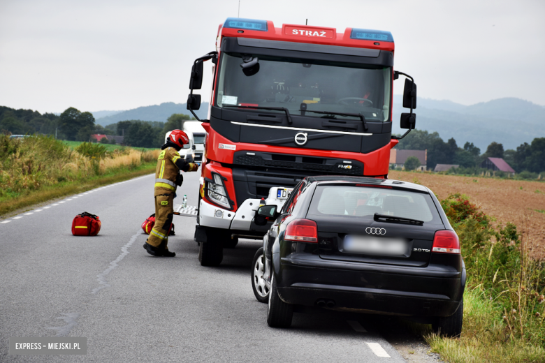 Autobus z ponad 20 pasażerami w rowie. Kierowca uniknął czołowego zderzenia