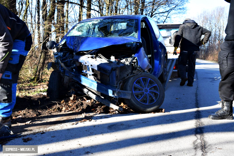 	Osobowe renault wypadło z drogi przed Sieroszowem