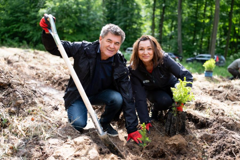 Pół tysiąca nowych drzew w Lesie Muszkowickim. Samorządowcy i leśnicy wspólnie sadzili świerki