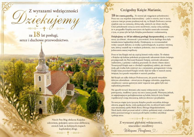 Po ponad 52 latach kapłaństwa i 18 latach w Stoszowicach ksiądz Marian Maluk przeszedł na emeryturę