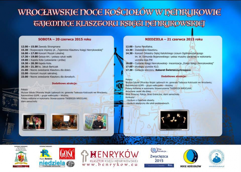 Program Wrocławskich Nocy Kościołów w Henrykowie