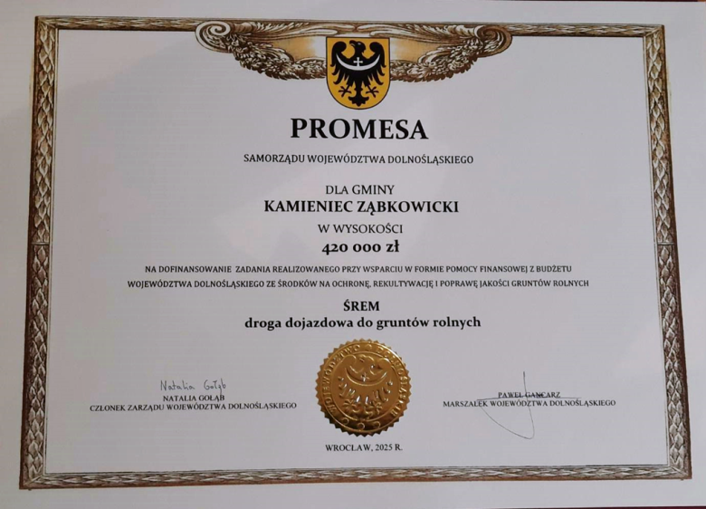 Kamieniec Ząbkowicki z dwoma promesami